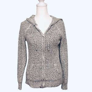 Wet Seal Women’s Full Zip-Up Soft Cotton Hoodie Grey Black & White Size Medium